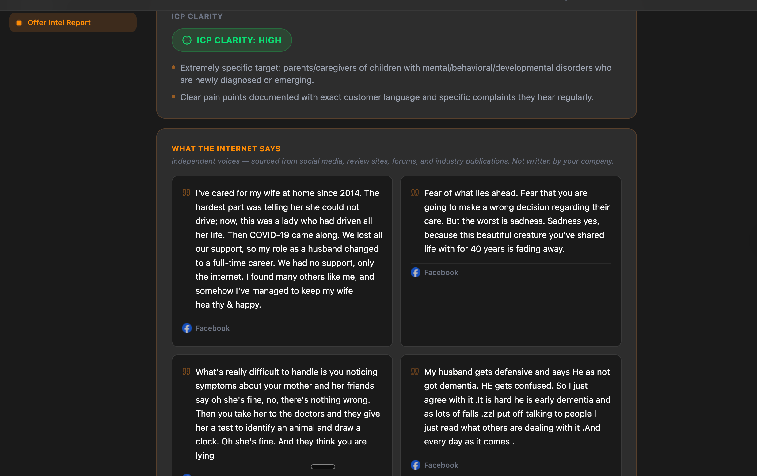 Offer Intelligence Report sample page