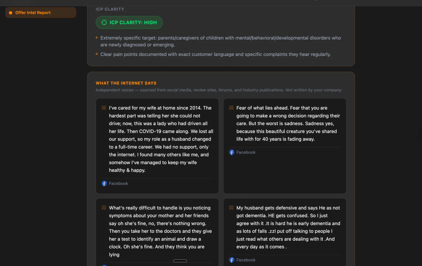 Offer Intelligence Report sample page